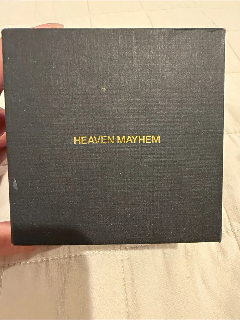 Heaven Mayhem Silver Tone Bangle Bracelet cuff with Black Stone Accent